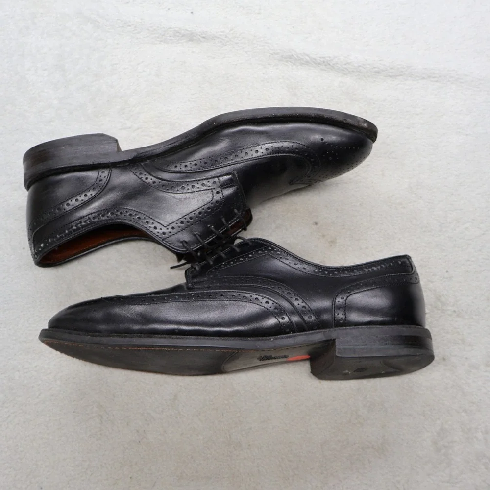 Allen Edmonds Men 9.5D Oxford Black Lombard Leather Wingtip Brogue Formal USA